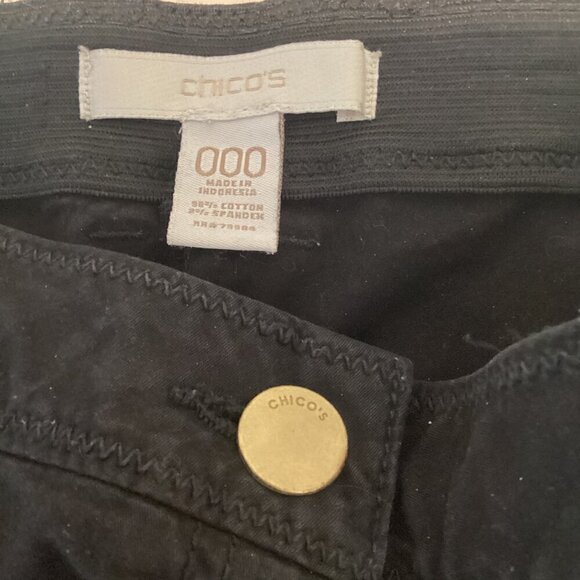 Chico's Black Cotton Spandex Black Chino Pant Zip Pocket Sz 000 XS/0 #287i - Picture 8 of 9